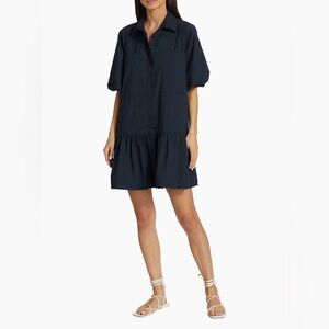 SIMKHAI Crissy Cotton Poplin Mini Shirtdress in Midnight (Navy), Size Medium